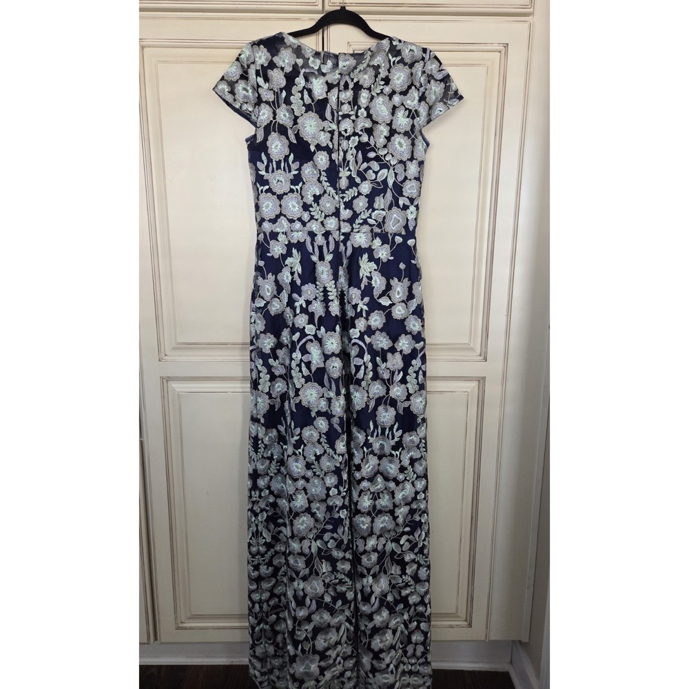 js collections Floral Embroidered Maxi dress Women's 6 Event Evening Gown Navy